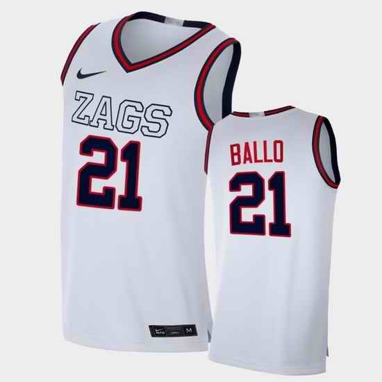 Men Gonzaga Bulldogs Oumar Ballo Replica White College Basketball 2020 21 Jersey